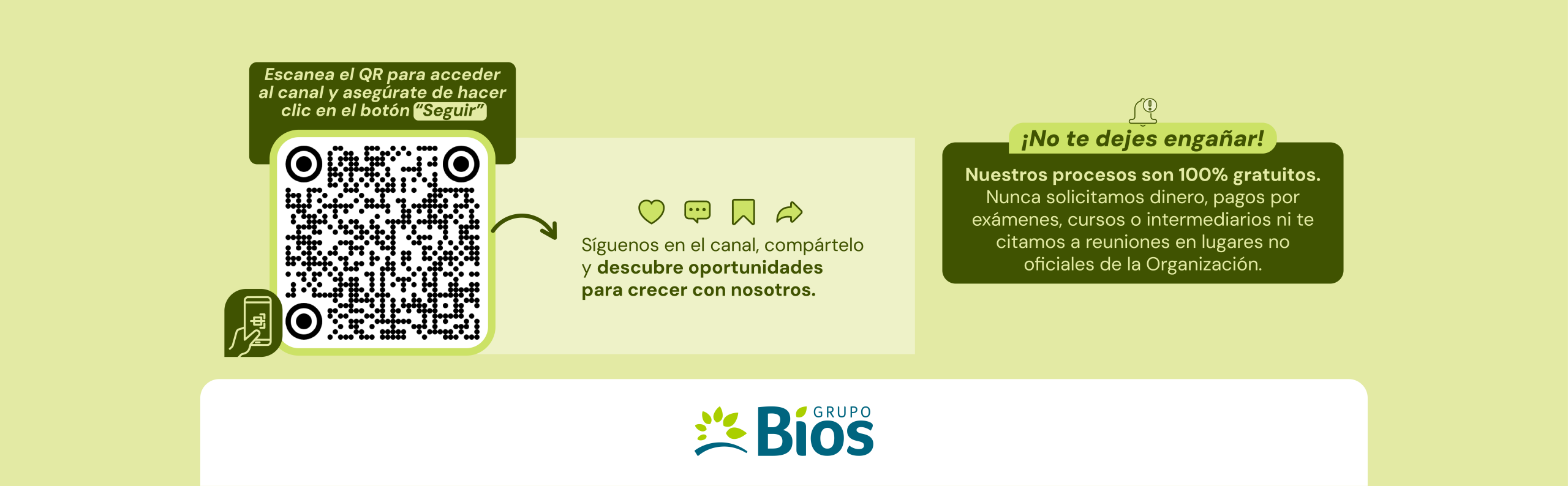 QR Canal de empleo de Grupo Bios en WhatsApp